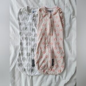 Pink Floral and Gray Elephant Baby Sleep Sacks